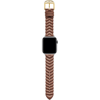 TED Chevron Brown Leather Strap for APPLE Watches 42-44 mm