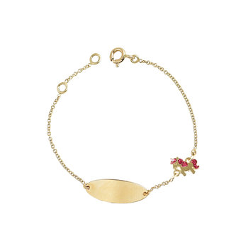 Bracelet 14K Gold Military Tag with Design of Unicorn by Ino&Ibo