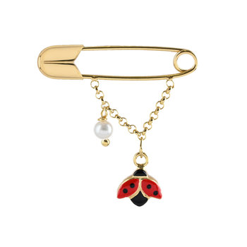 Pin 9K Gold with design of Ladybug by Ino&Ibo with Pearl