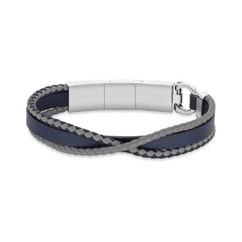 CERRUTI Shuffle Stainless Steel and Leather Bracelet