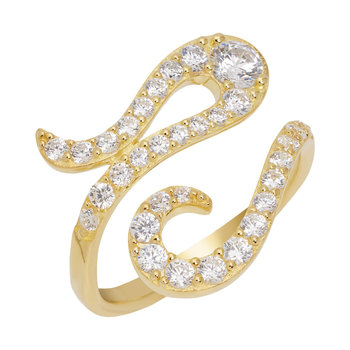 JCOU Like The Wind 14ct Gold-Plated Sterling Silver Ring with White Zircon