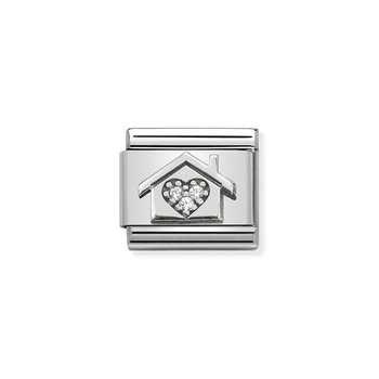 Nomination Link House made of Stainless Steel and Sterling Silver with Zircons