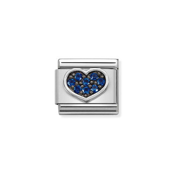 Nomination Link Heart made of Stainless Steel and Sterling Silver with Zircons