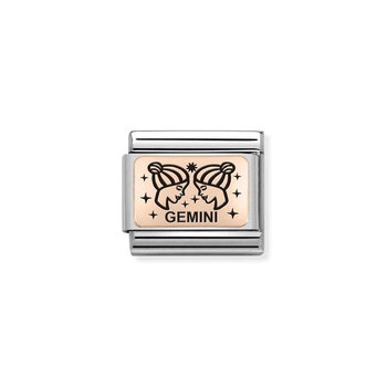 Nomination Link Gemini made of Stainless Steel and 9ct Rose Gold with Enamel