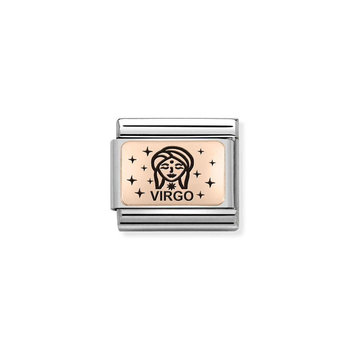 Nomination Link Virgo made of Stainless Steel and 9ct Rose Gold with Enamel