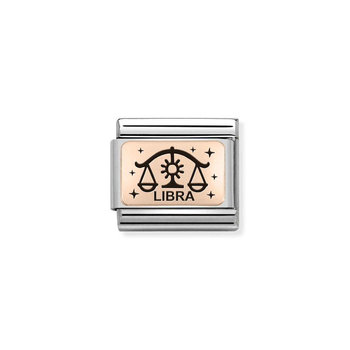 Nomination Link Libra made of Stainless Steel and 9ct Rose Gold with Enamel