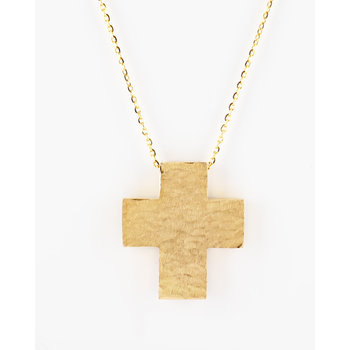 Βαπτιστικός σταυρός διπλής όψης FaCaDoro από χρυσό 14Κ