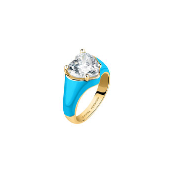 CHIARA FERRAGNI Love Parade 18ct Gold Plated Ring with Zircons (No 14)