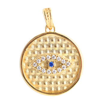 Double sided Charm 9ct gold by SAVVIDIS with Zircons