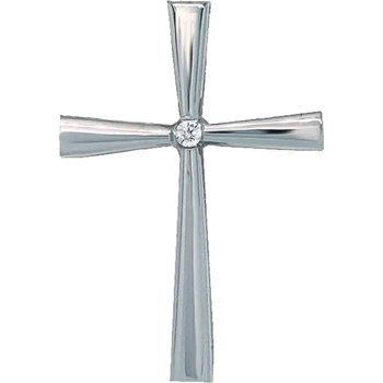 Βαπτιστικός σταυρός Triantos από λευκόχρυσο 18Κ με διαμάντι