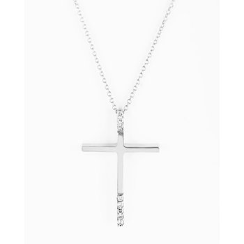9ct White Gold Cross with