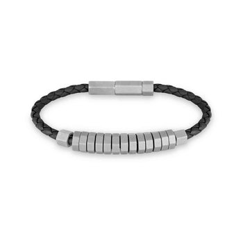 CERRUTI Mens Arena Stainless Steel and Leather Bracelet