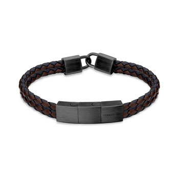CERRUTI Mens Seal Stainless Steel and Leather Bracelet
