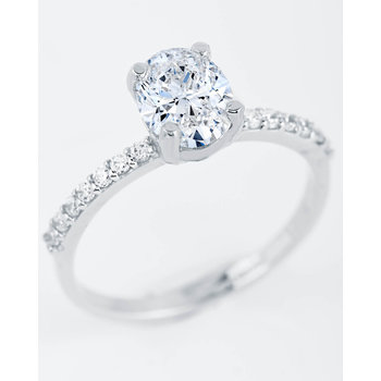 SOLEDOR Oval Arden 14ct White Gold Solitaire Ring with Zircon (No 53)