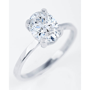 SOLEDOR Luna14ct White Gold Solitaire Ring with Zircon (No 54)