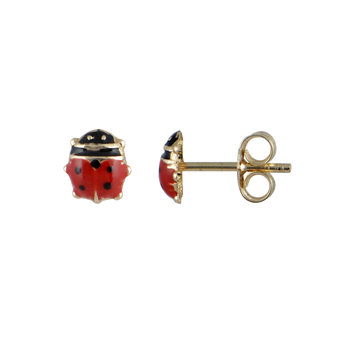 9ct Gold Earrings in Ladybug shape with Enamel by Ino&Ibo