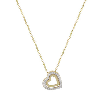 14ct Gold Heart Shaped Necklace with Zircons by SAVVIDIS