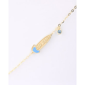Gold plated Silver Bracelet with Evil Eye and Foot by Ino&Ibo