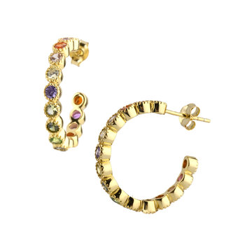 Gold Plated Sterling Silver Hoops with Zircons by KIKI Star Collection
