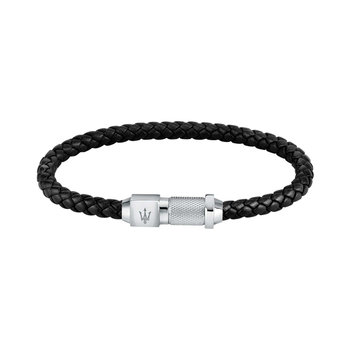 MASERATI Stainless Steel and Leather Bracelet