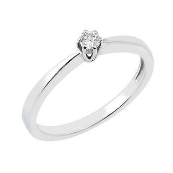 18ct White Gold Solitaire Engagement Ring with Diamonds by SAVVIDIS (No 56)