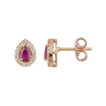 18ct Gold Earrings with Diamonds and Ruby by FaCaD’oro