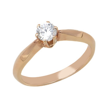 14ct Rose Gold Solitaire Engagement Ring with Zircons by SAVVIDIS (Νο 53)