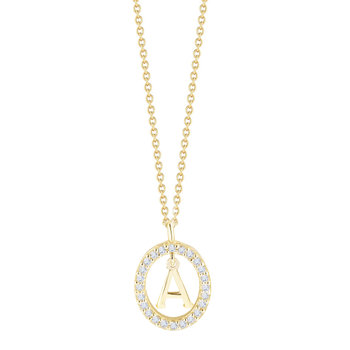 9ct Gold Necklace with Initial and Zircons by SAVVIDIS