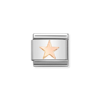 Σύνδεσμος (Link) NOMINATION αστέρι από ανοξείδωτο ατσάλι και ροζ χρυσό 9Κ