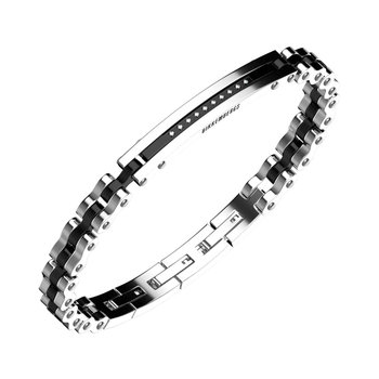 BIKKEMBERGS Classic Stainless Steel Bracelet with Diamonds