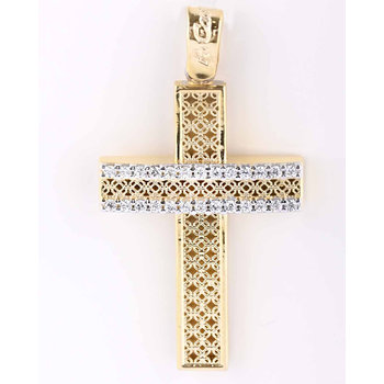 14ct Gold Cross with Zircons by FaCaDoro