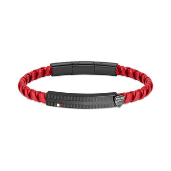 DUCATI CORSE Veloce Stainless Steel and Leather Bracelet