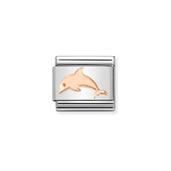 Σύνδεσμος (Link) NOMINATION δελφίνι από ανοξείδωτο ατσάλι και ροζ χρυσό 9Κ