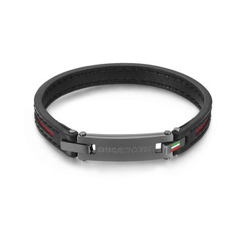 DUCATI CORSE Speciale Stainless Steel and Leather Bracelet