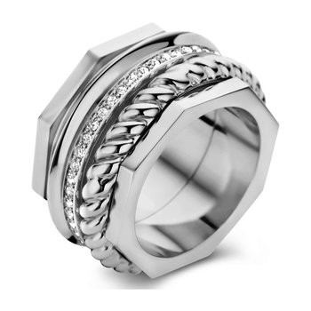 CERRUTI Textured Stainless Steel Ring (No 54)