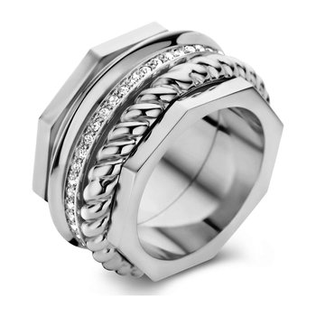 CERRUTI Textured Stainless Steel Ring (No 56)