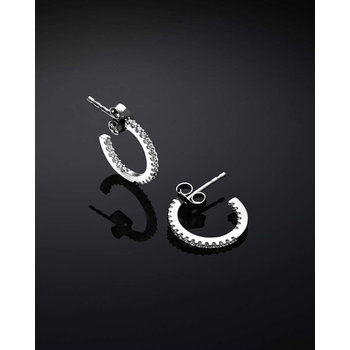 CHIARA FERRAGNI Silver Collection Sterling Silver Hoop Earrings with Zircons