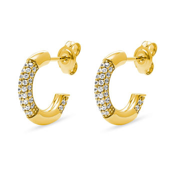 ESPRIT Pave 18ct Gold Plated Sterling Silver Hoop Earrings with Zircons