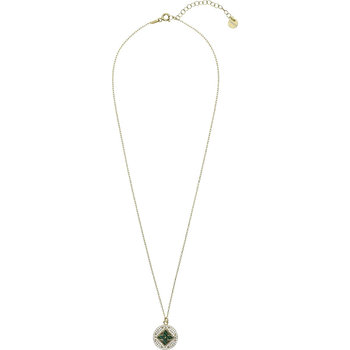 BREEZE Gold Plated Sterling Silver Necklace with Zircons and Malachite