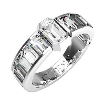GUESS Hashtag Guess Stainless Steel Ring with Zircons
