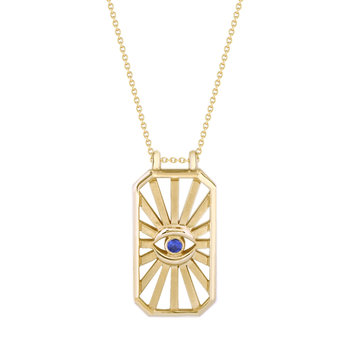 SOLEDOR 14ct Gold Sun - Eye Necklace SYMBOLIC TREASURES with Sapphire