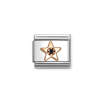 NOMINATION Link 'Star' made of Stainless Steel and 9ct Rose Gold with Zircon