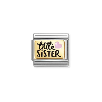 Σύνδεσμος (Link) NOMINATION 'Little Sister' από ανοξείδωτο ατσάλι και χρυσό 18K με σμάλτο