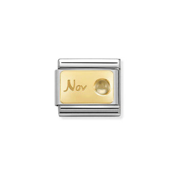 NOMINATION Link 'November' made of Stainless Steel and 18ct Gold with Citrine