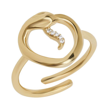 JCOU Snakeheart 14ct Gold-Plated Sterling Silver Ring with Zircons (One Size)