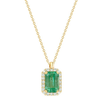 18ct Gold Νecklace with Diamonds and Emerald by SAVVIDIS