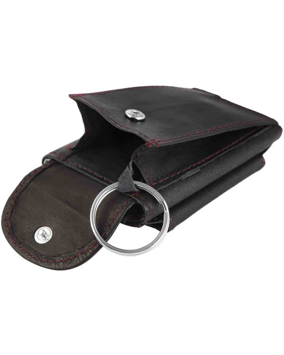 Black Leather Wallet with Keychain