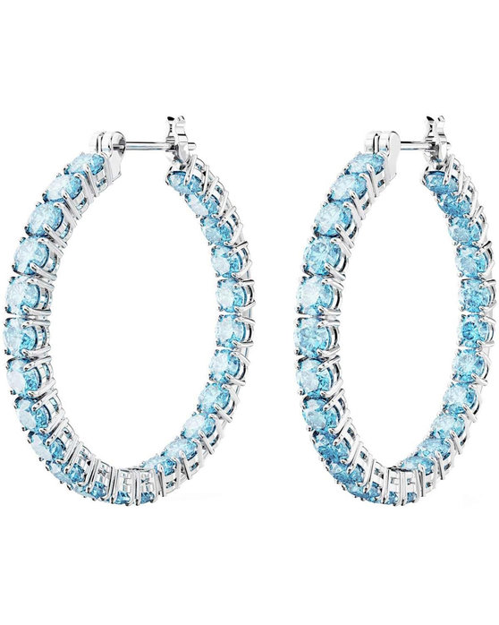 SWAROVSKI Blue Matrix hoop earrings (round cut)