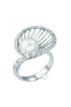 Ring 18ct White Gold with Diamonds and Pearl SAVVIDIS (No 56)