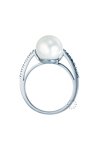 Ring 14ct White Gold with Pearl and Zircon by FaCaDOro (EUR No 54 - US No 7)